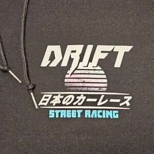 Miken Graphic Hoodie Mens Medium Black Drift Street Car Racing Retro Streetwear